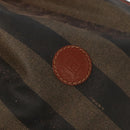 FENDI Pecan Canvas Shoulder Bag Brown Black Gold Auth 102701-15