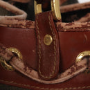 FENDI Pecan Canvas Shoulder Bag Brown Black Gold Auth 102701-9