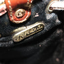 FENDI Pecan Canvas Shoulder Bag Brown Black Gold Auth 102701-22