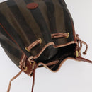 FENDI Pecan Canvas Shoulder Bag Brown Black Gold Auth 102701-6