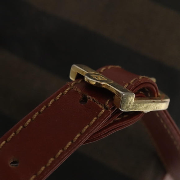 FENDI Pecan Canvas Shoulder Bag Brown Black Gold Auth 102701