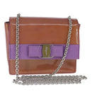 Salvatore Ferragamo Chain Shoulder Bag Enamel Purple Silver Auth 102708-1