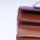 Salvatore Ferragamo Chain Shoulder Bag Enamel Purple Silver Auth 102708-10