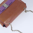Salvatore Ferragamo Chain Shoulder Bag Enamel Purple Silver Auth 102708-6