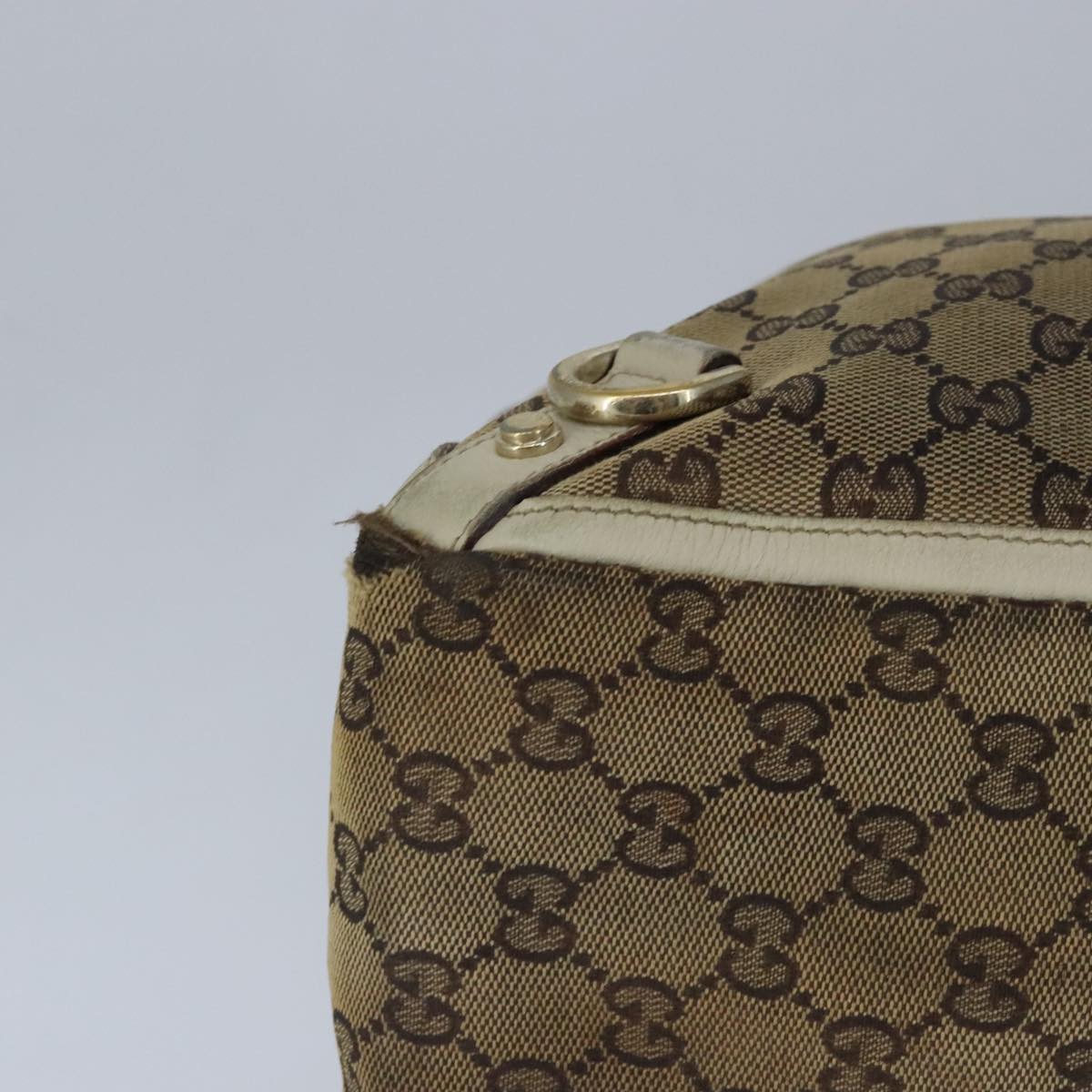 GUCCI GG Canvas Tote Bag Beige Gold 141472 Auth 102718