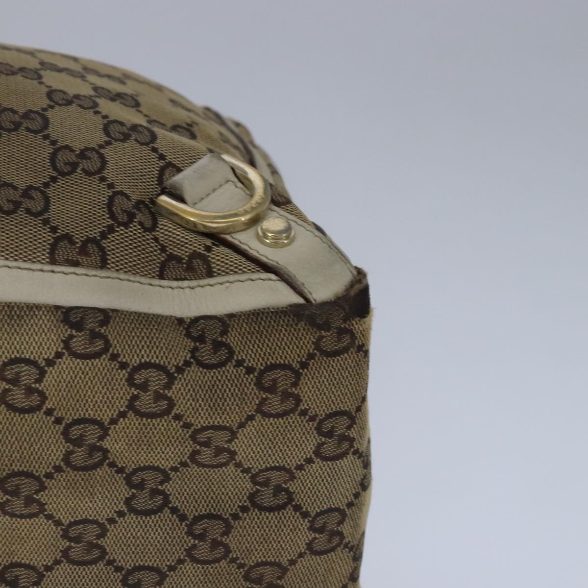 GUCCI GG Canvas Tote Bag Beige Gold 141472 Auth 102718