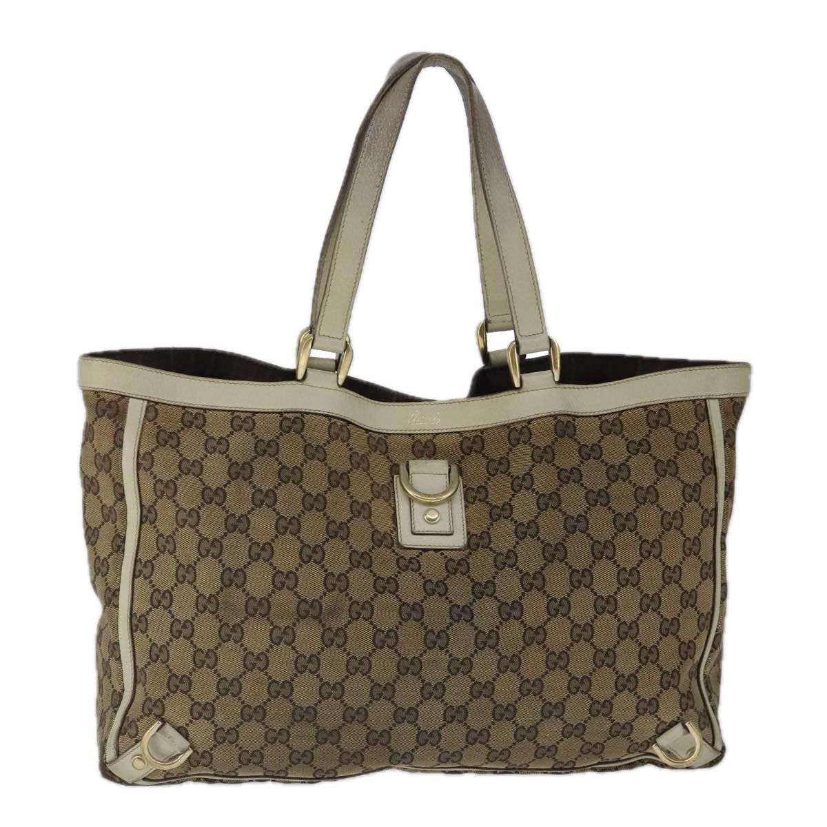 GUCCI GG Canvas Tote Bag Beige Gold 141472 Auth 102718 - 0