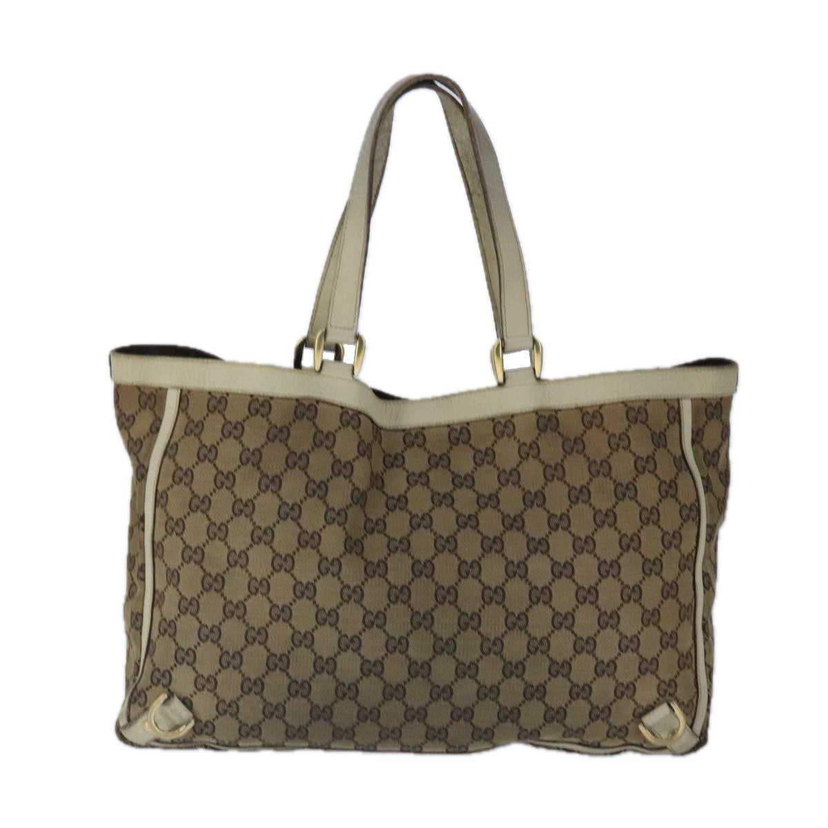 GUCCI GG Canvas Tote Bag Beige Gold 141472 Auth 102718