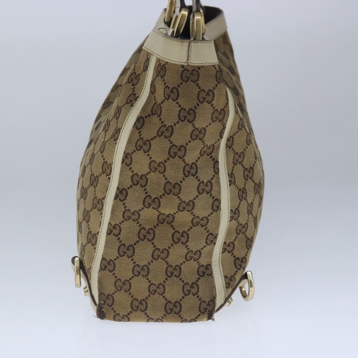 GUCCI GG Canvas Tote Bag Beige Gold 141472 Auth 102718