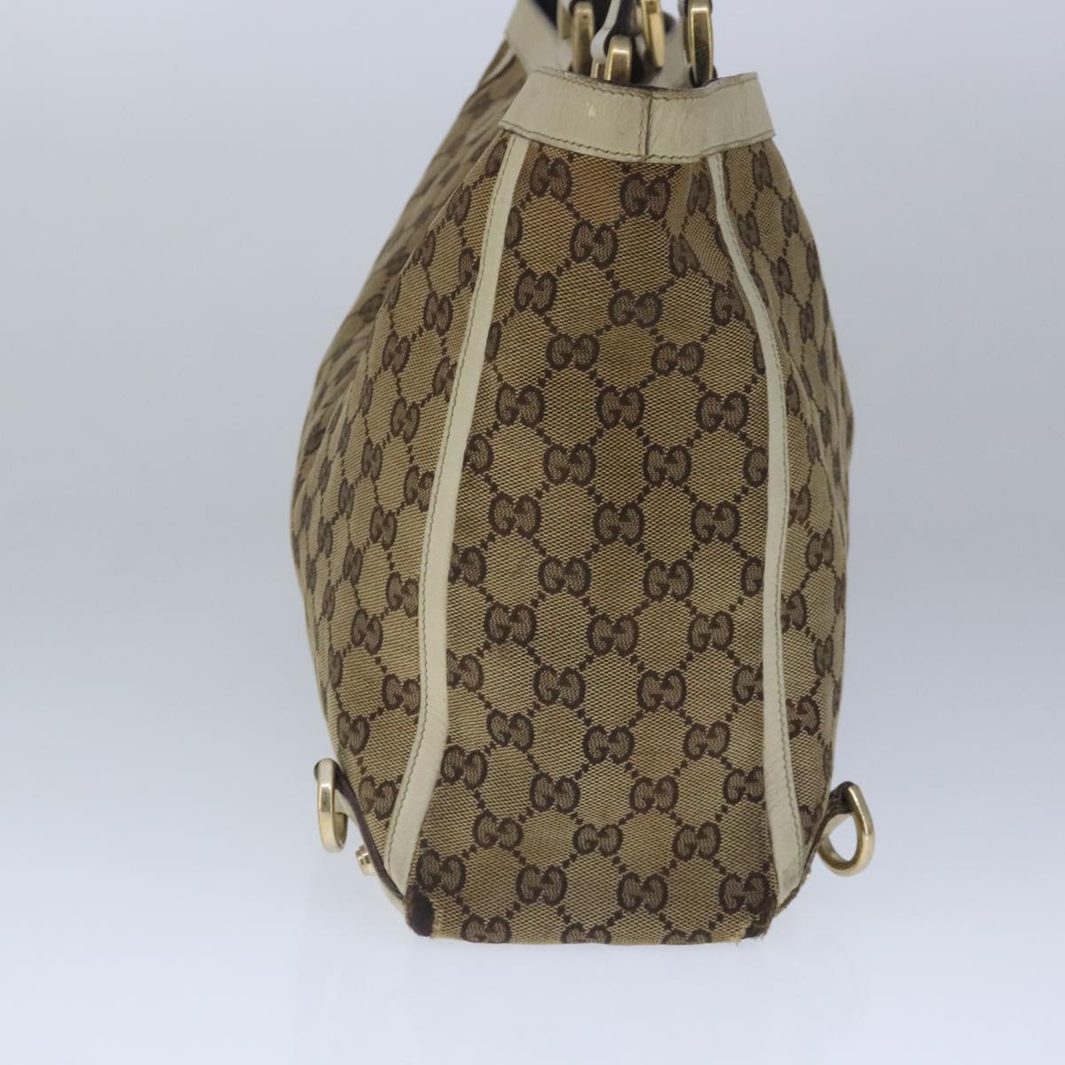 GUCCI GG Canvas Tote Bag Beige Gold 141472 Auth 102718