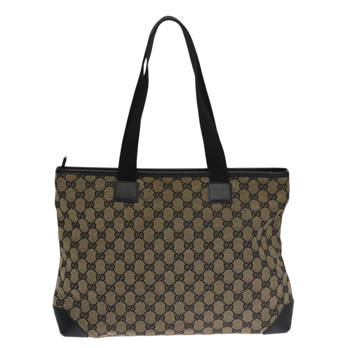 GUCCI GG Canvas Tote Bag Beige Navy Gold 019 0426 2404 Auth 102741