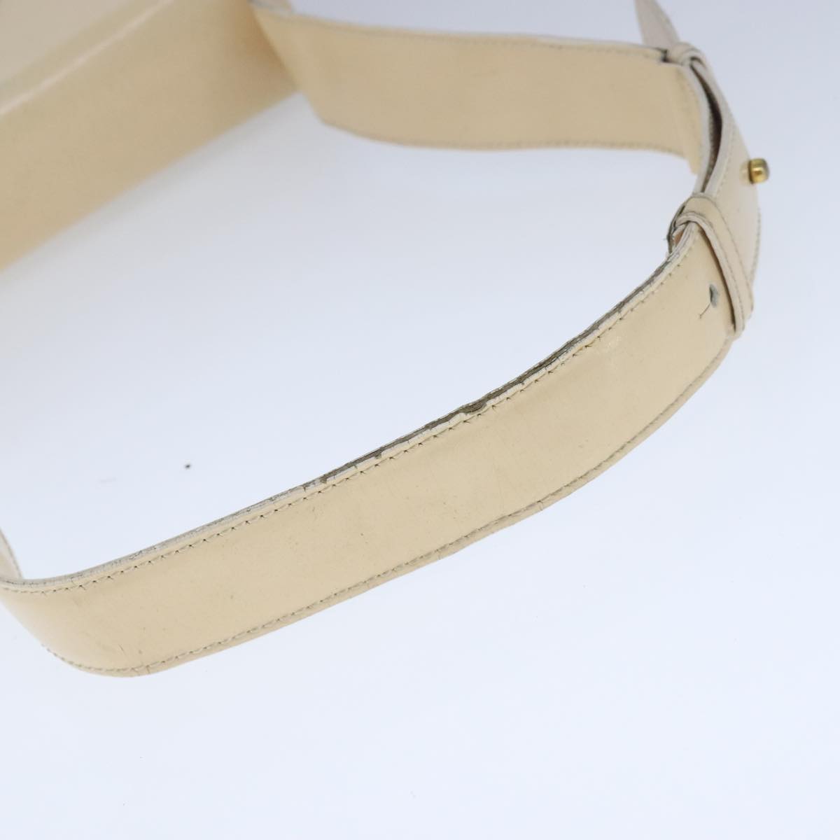 CELINE Circle Shoulder Bag Leather Beige Gold Auth 102742