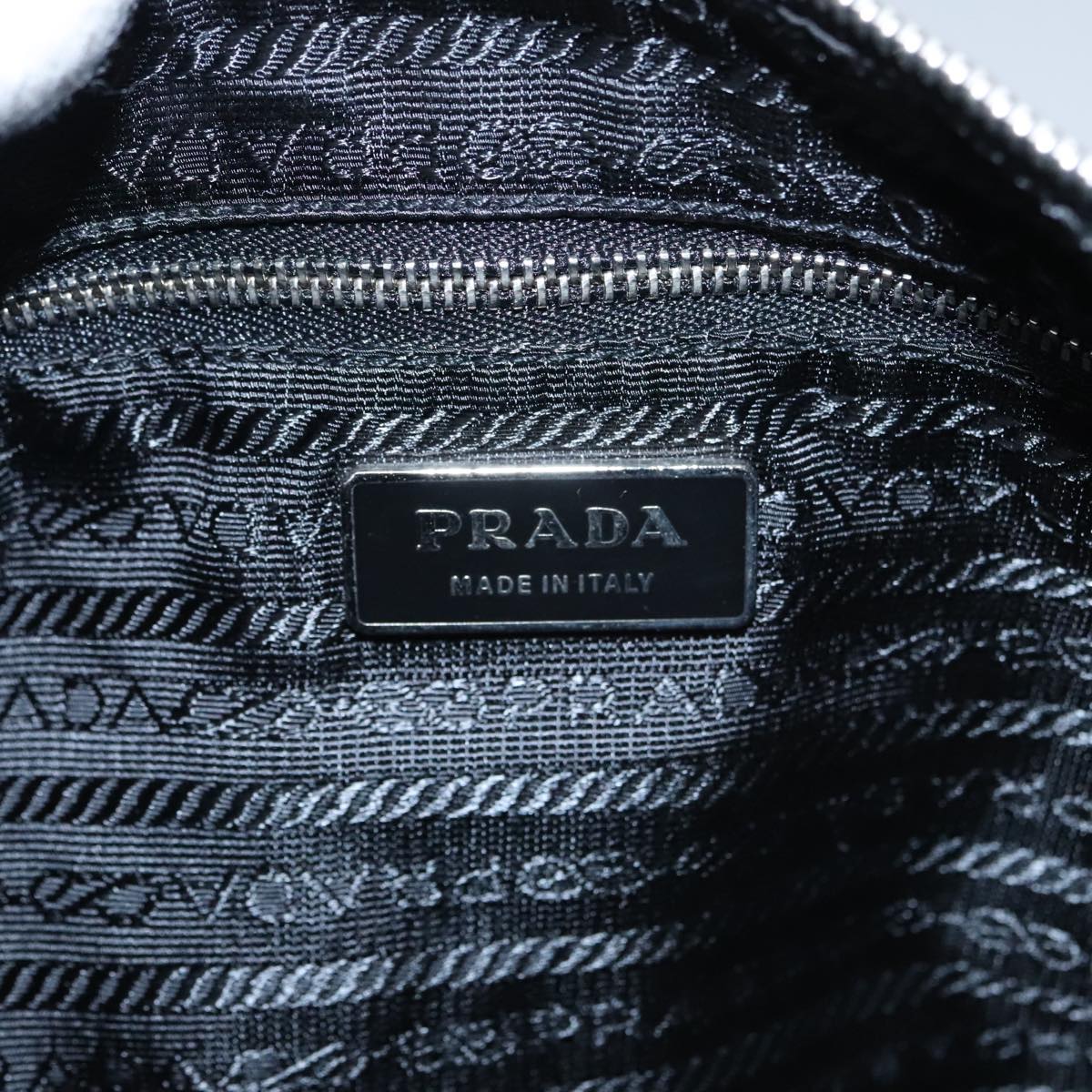 PRADA Shoulder Bag Nylon Black Silver Auth 102748