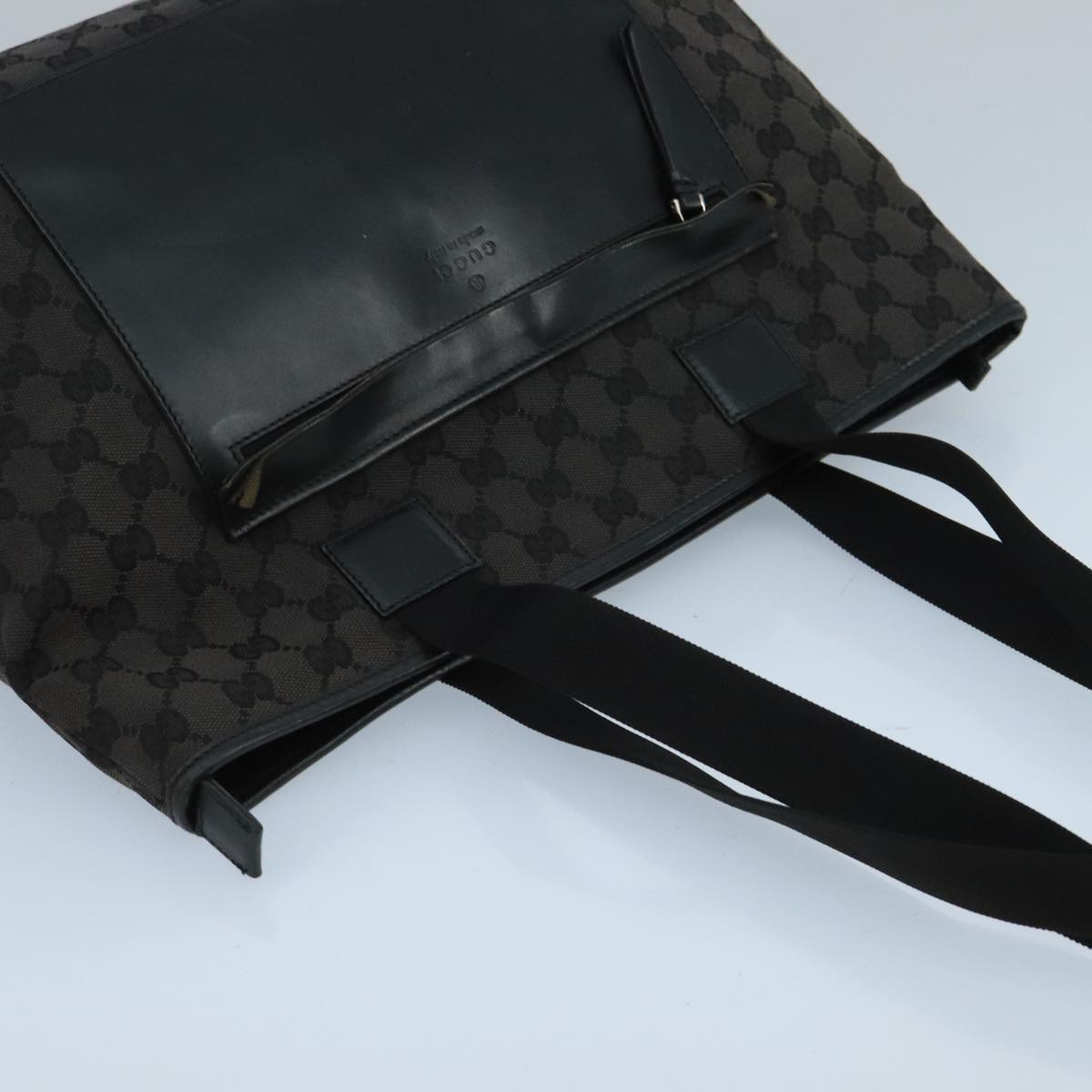 GUCCI GG Canvas Tote Bag Black Silver 019 0426 2404 Auth 102755