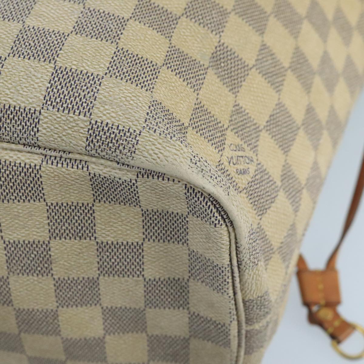 LOUIS VUITTON Damier Azur Neverfull MM Tote Bag N51107 LV Auth 102758