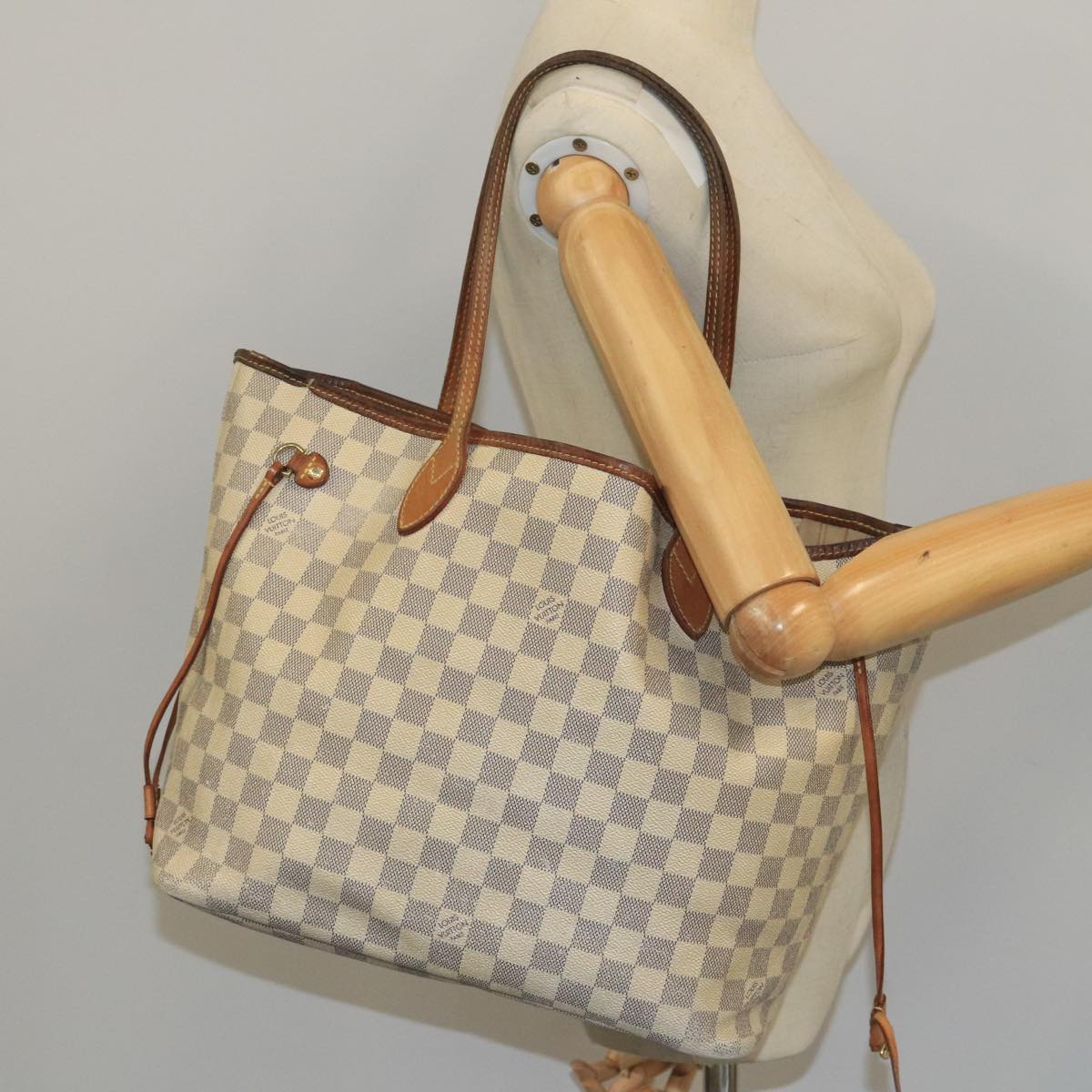 LOUIS VUITTON Damier Azur Neverfull MM Tote Bag N51107 LV Auth 102758