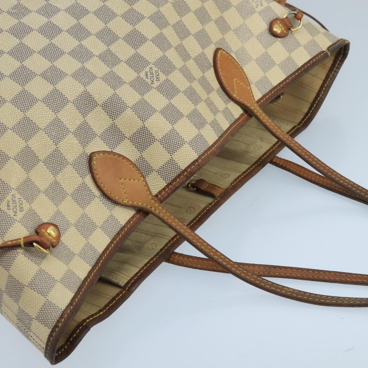 LOUIS VUITTON Damier Azur Neverfull MM Tote Bag N51107 LV Auth 102758