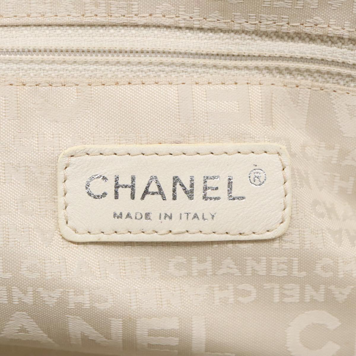 CHANEL Hand Bag Cotton Beige CC Auth 102761