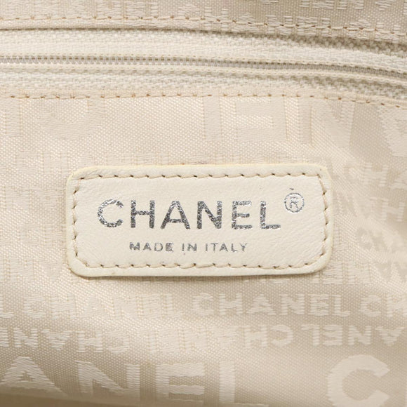 CHANEL Hand Bag Cotton Beige CC Auth 102761