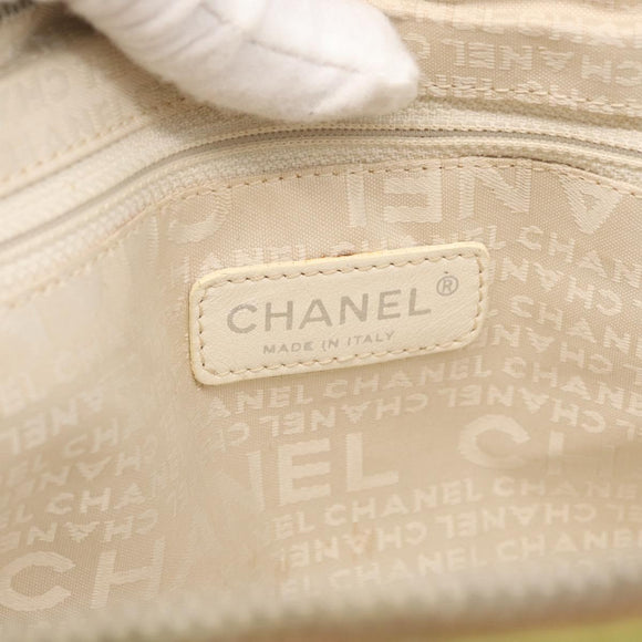 CHANEL Hand Bag Cotton Beige CC Auth 102761