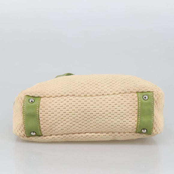 CHANEL Hand Bag Cotton Beige CC Auth 102761