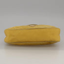 PRADA Shoulder Bag Nylon Leather Yellow Gold Auth 102786-5