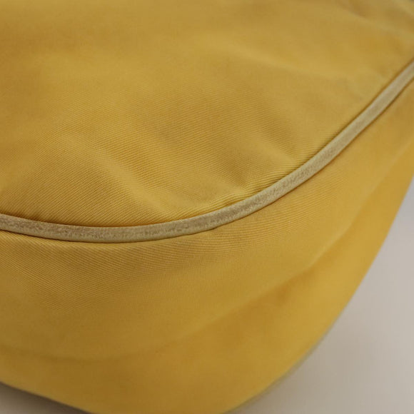 PRADA Shoulder Bag Nylon Leather Yellow Gold Auth 102786