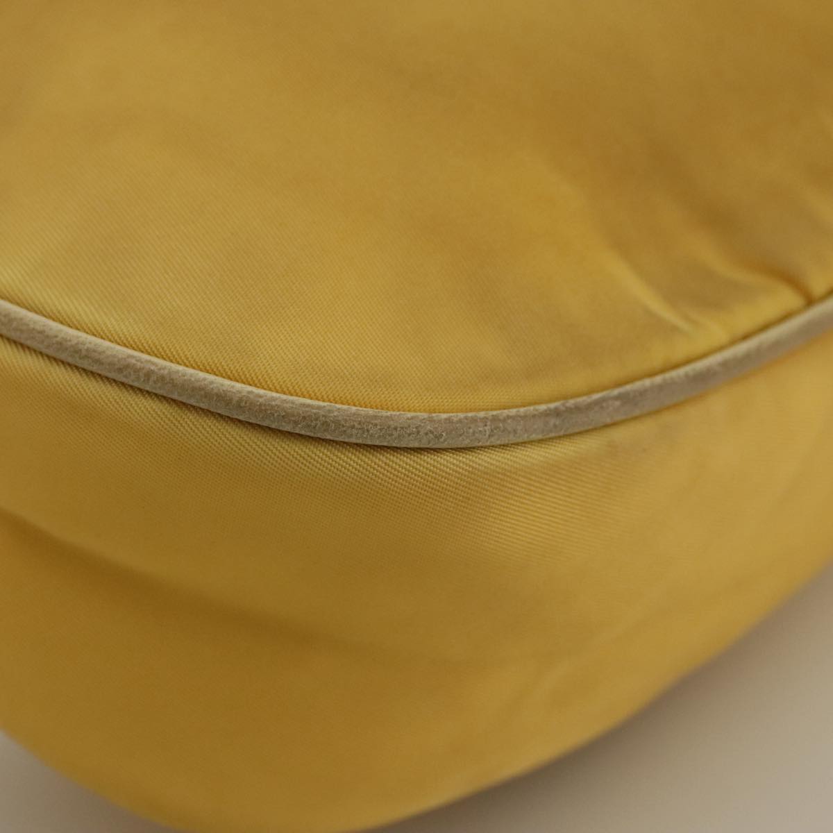 PRADA Shoulder Bag Nylon Leather Yellow Gold Auth 102786