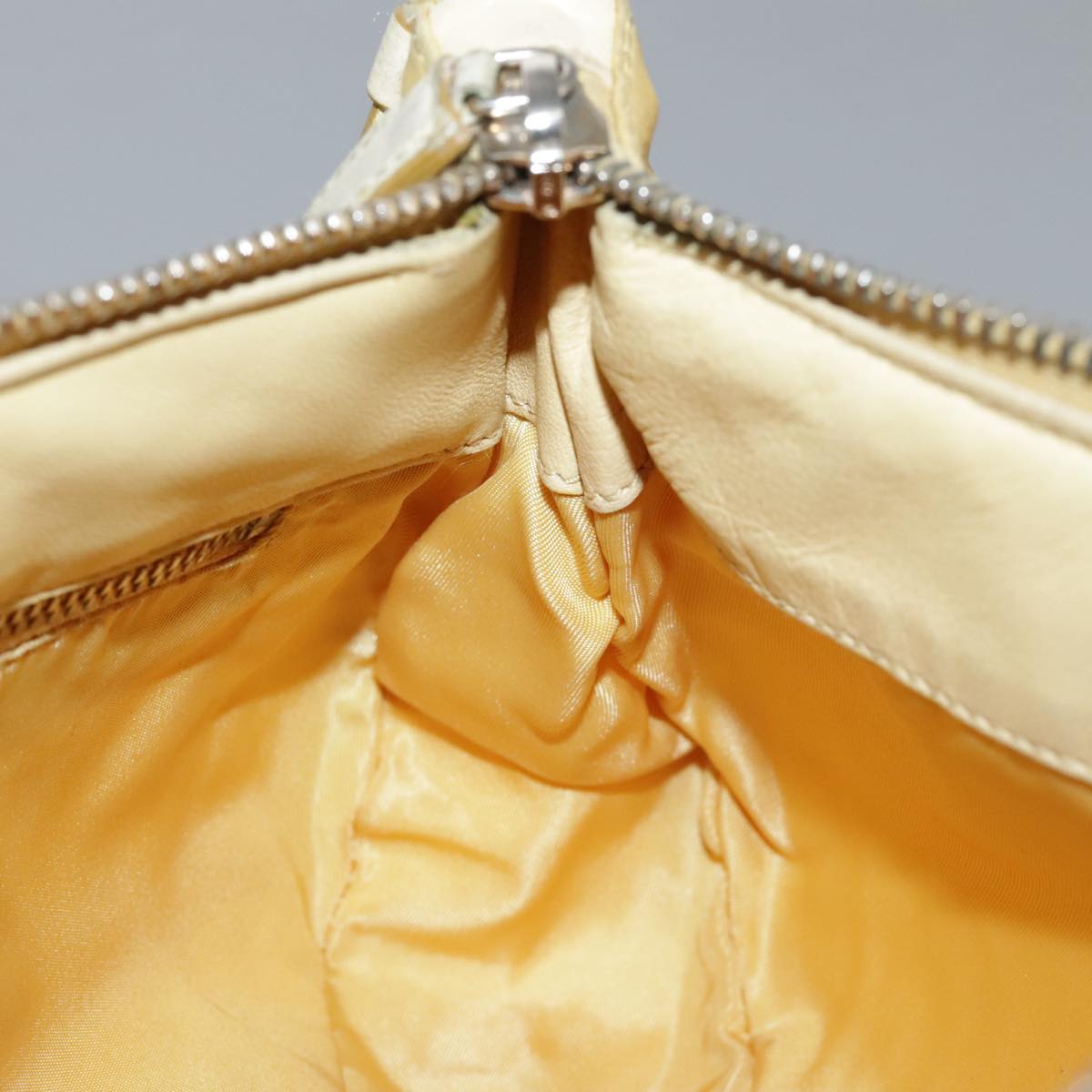 PRADA Shoulder Bag Nylon Leather Yellow Gold Auth 102786