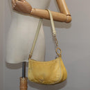 PRADA Shoulder Bag Nylon Leather Yellow Gold Auth 102786-26