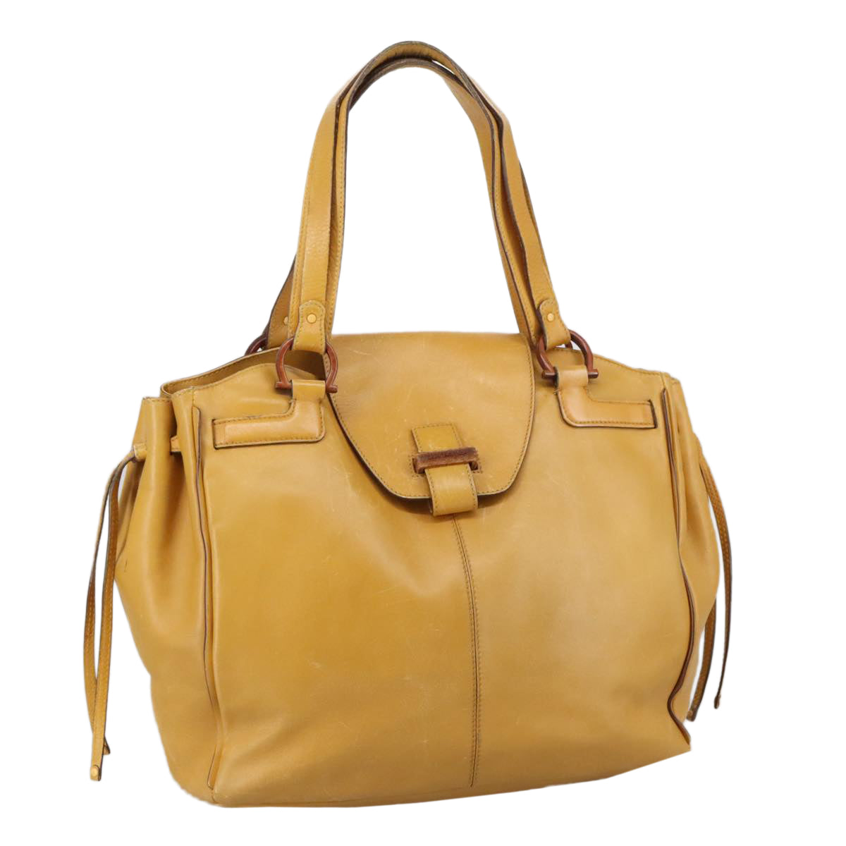 Salvatore Ferragamo Tote Bag Leather Yellow Auth 102791