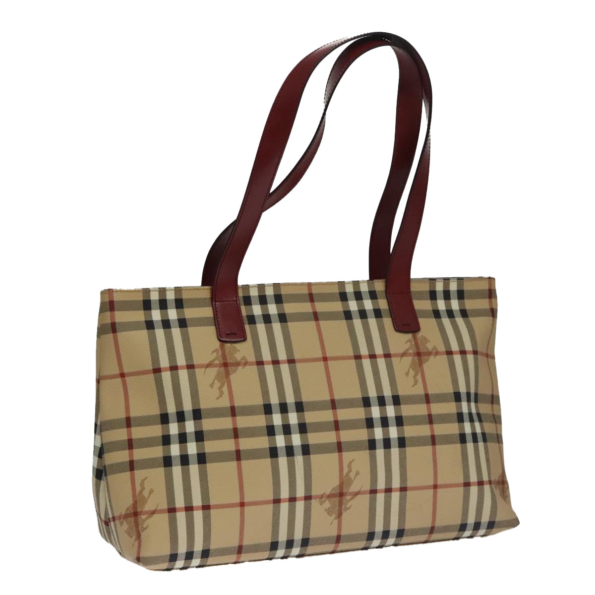 BURBERRY Nova Check Tote Bag PVC Beige Auth 102813