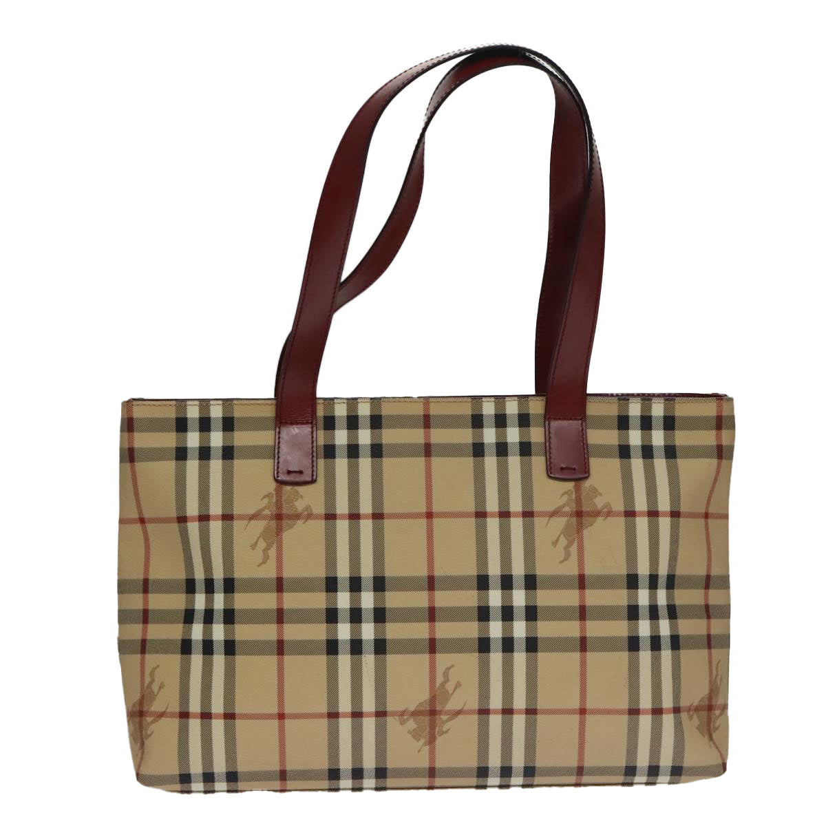 BURBERRY Nova Check Tote Bag PVC Beige Auth 102813