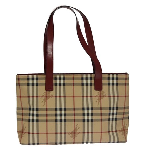 BURBERRY Nova Check Tote Bag PVC Beige Auth 102813