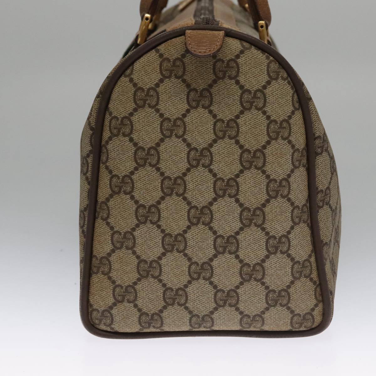 GUCCI GG Supreme Web Sherry Line Hand Bag PVC Beige Gold 39 02 007 Auth 102825