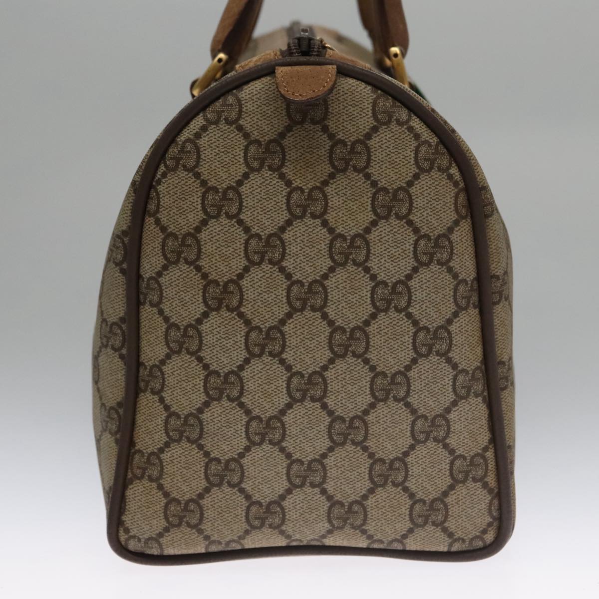 GUCCI GG Supreme Web Sherry Line Hand Bag PVC Beige Gold 39 02 007 Auth 102825