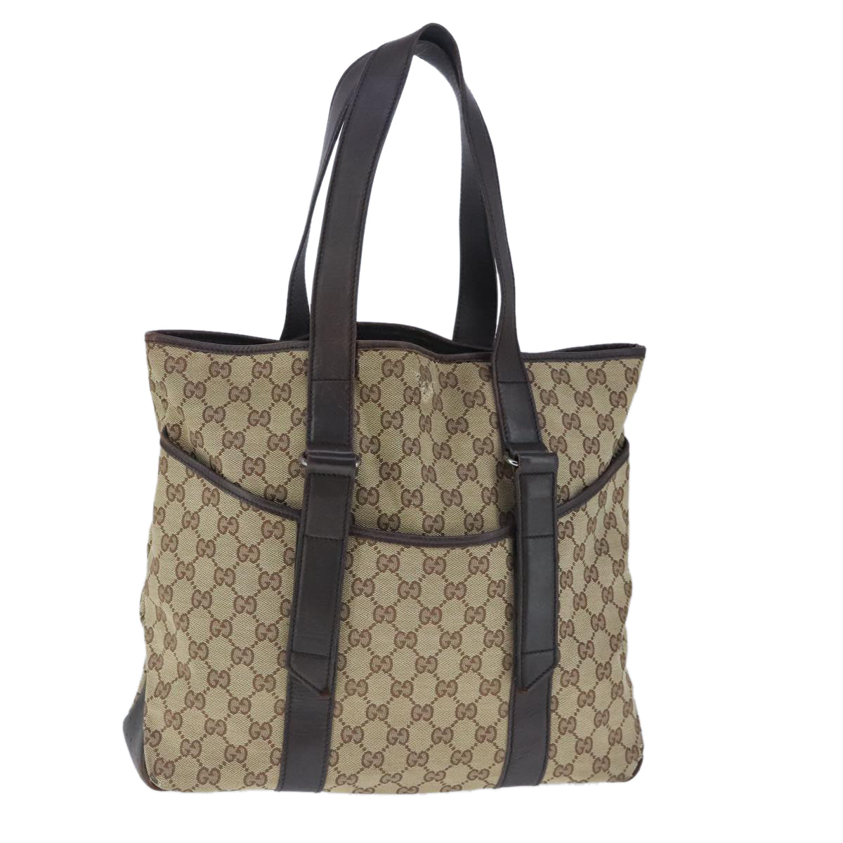 GUCCI GG Canvas Tote Bag Beige 145971 Auth 102832