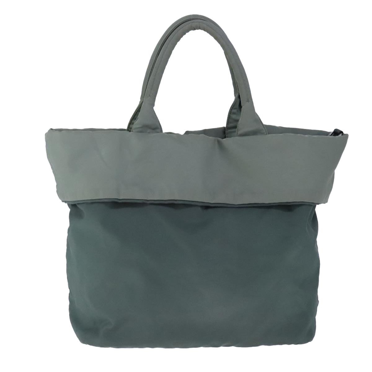 PRADA Tote Bag Nylon Khaki Gray Silver Auth 102842