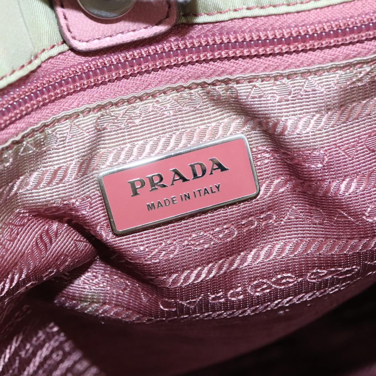 PRADA Tote Bag Nylon Leather Pink Silver Auth 102844