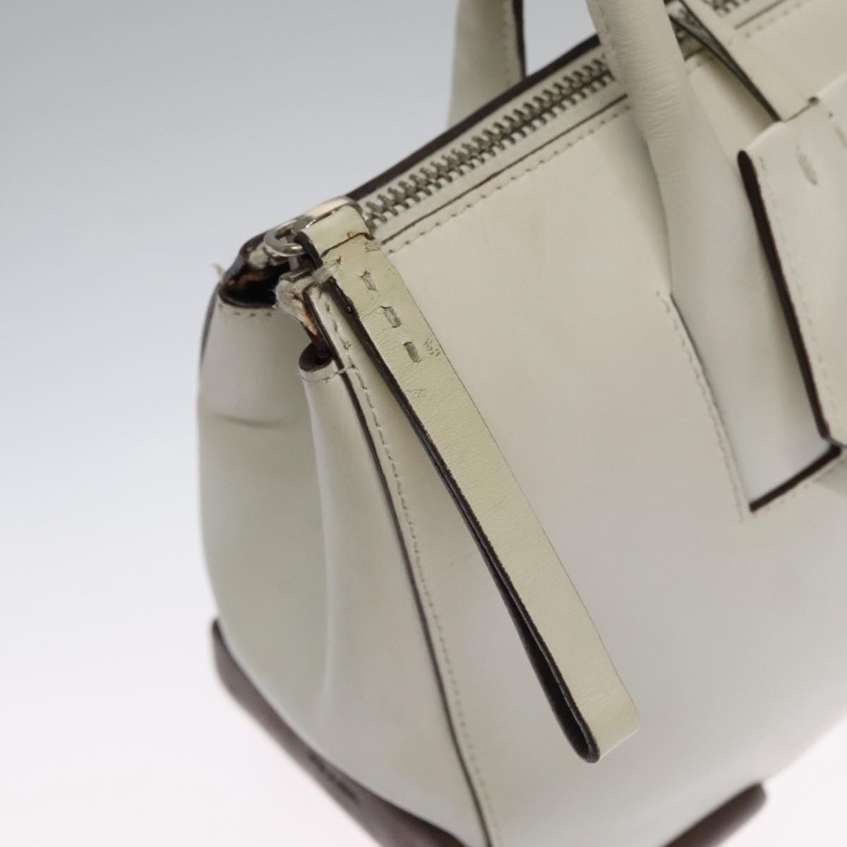 PRADA Shoulder Bag Leather White Auth 102859