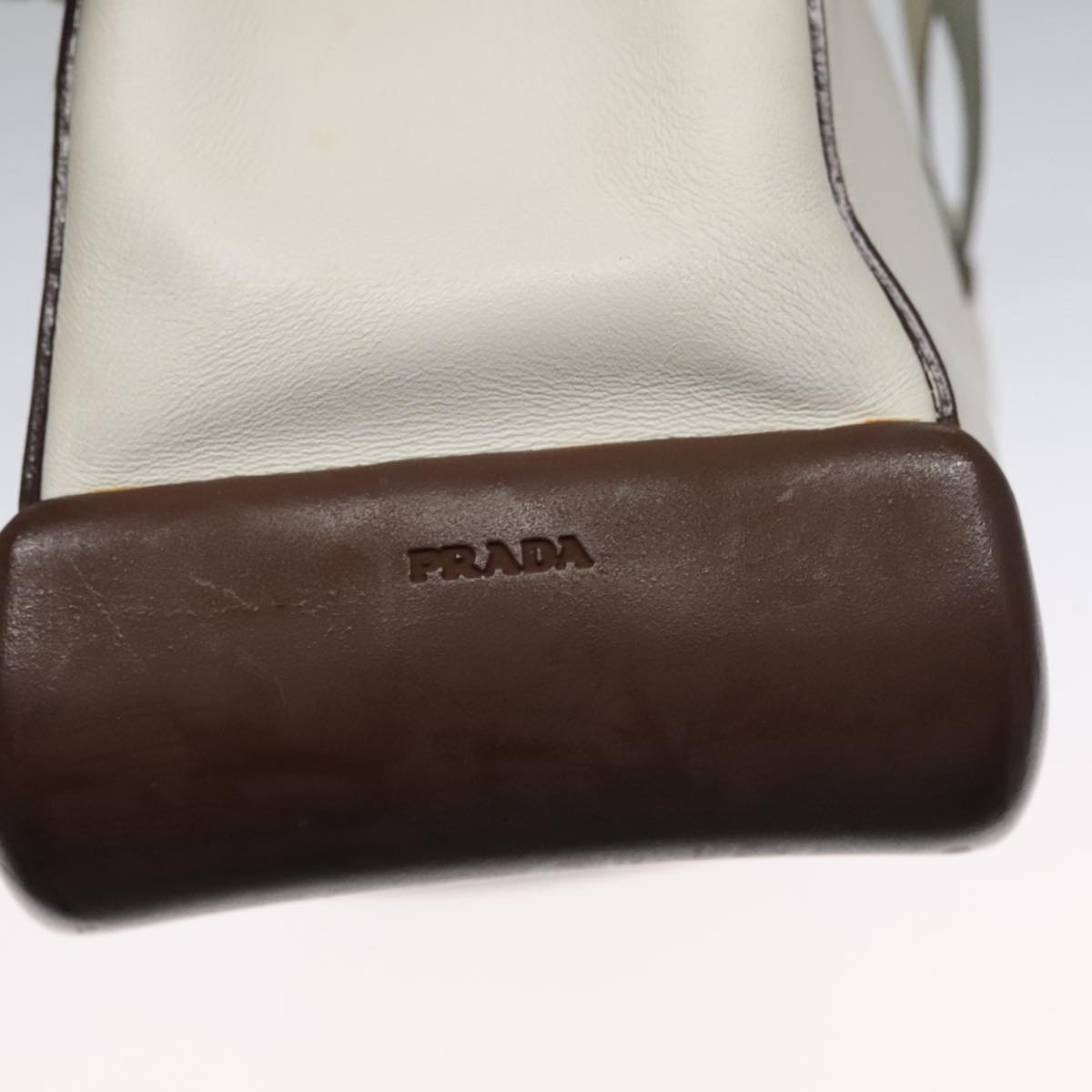 PRADA Shoulder Bag Leather White Auth 102859