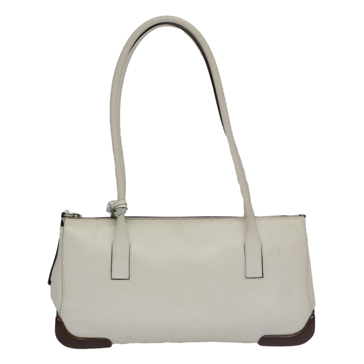 PRADA Shoulder Bag Leather White Auth 102859