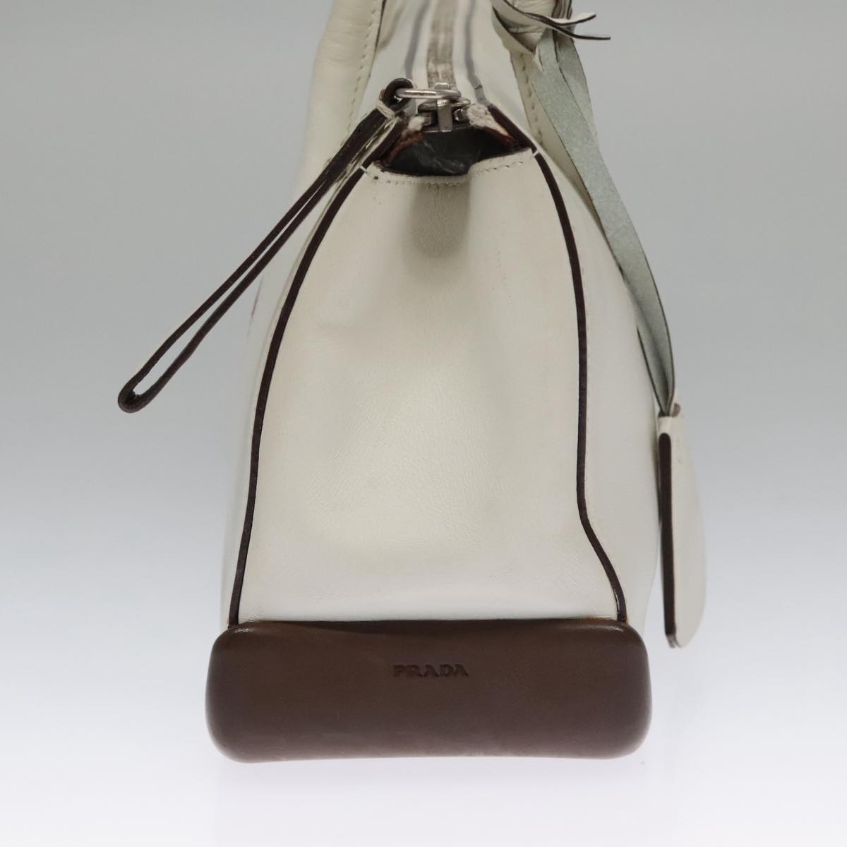 PRADA Shoulder Bag Leather White Auth 102859