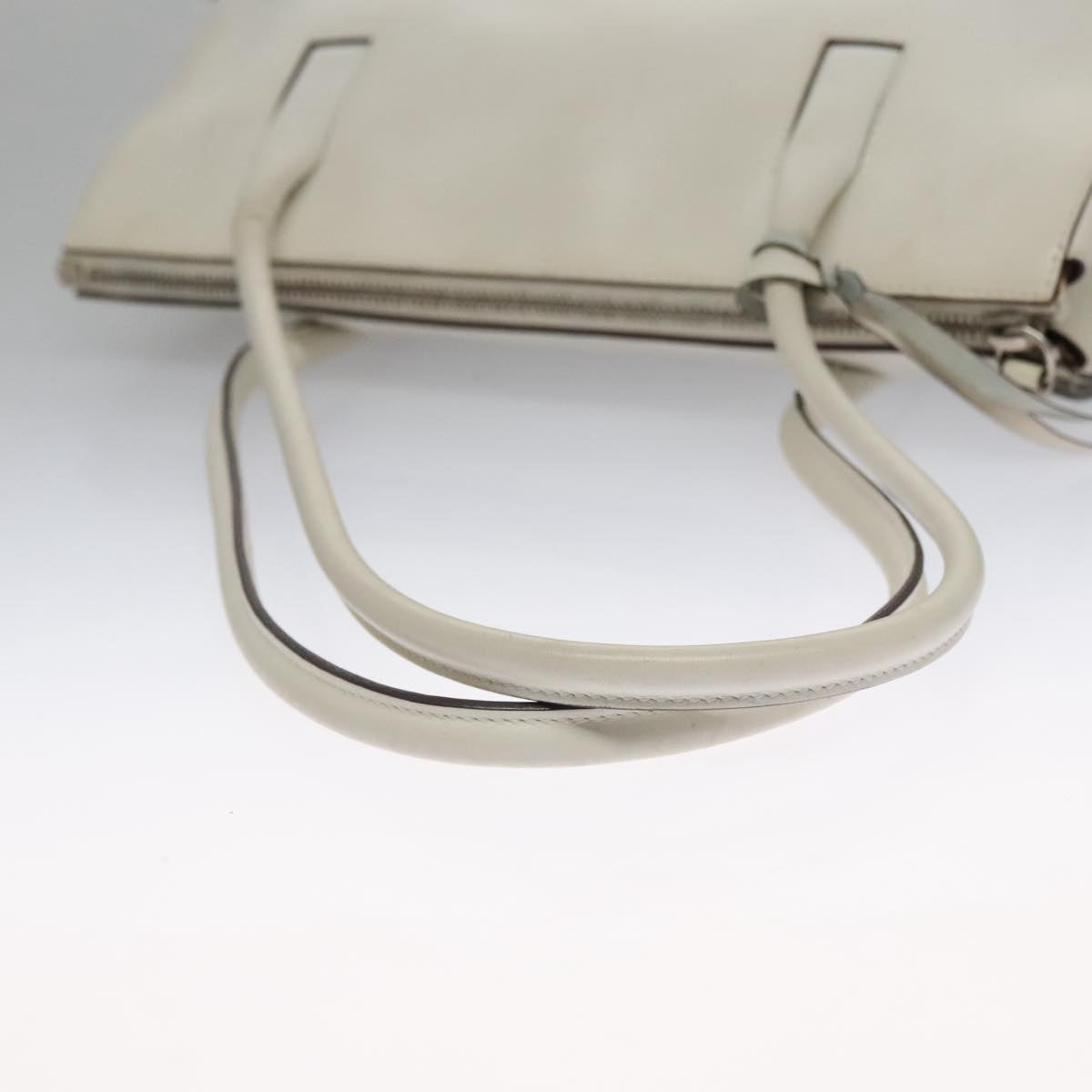 PRADA Shoulder Bag Leather White Auth 102859