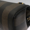 FENDI Pecan Canvas Hand Bag Brown Black gold Auth 102870-15