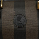 FENDI Pecan Canvas Hand Bag Brown Black gold Auth 102870-10