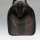 FENDI Pecan Canvas Hand Bag Brown Black gold Auth 102870-3