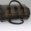 FENDI Pecan Canvas Hand Bag Brown Black gold Auth 102870-6