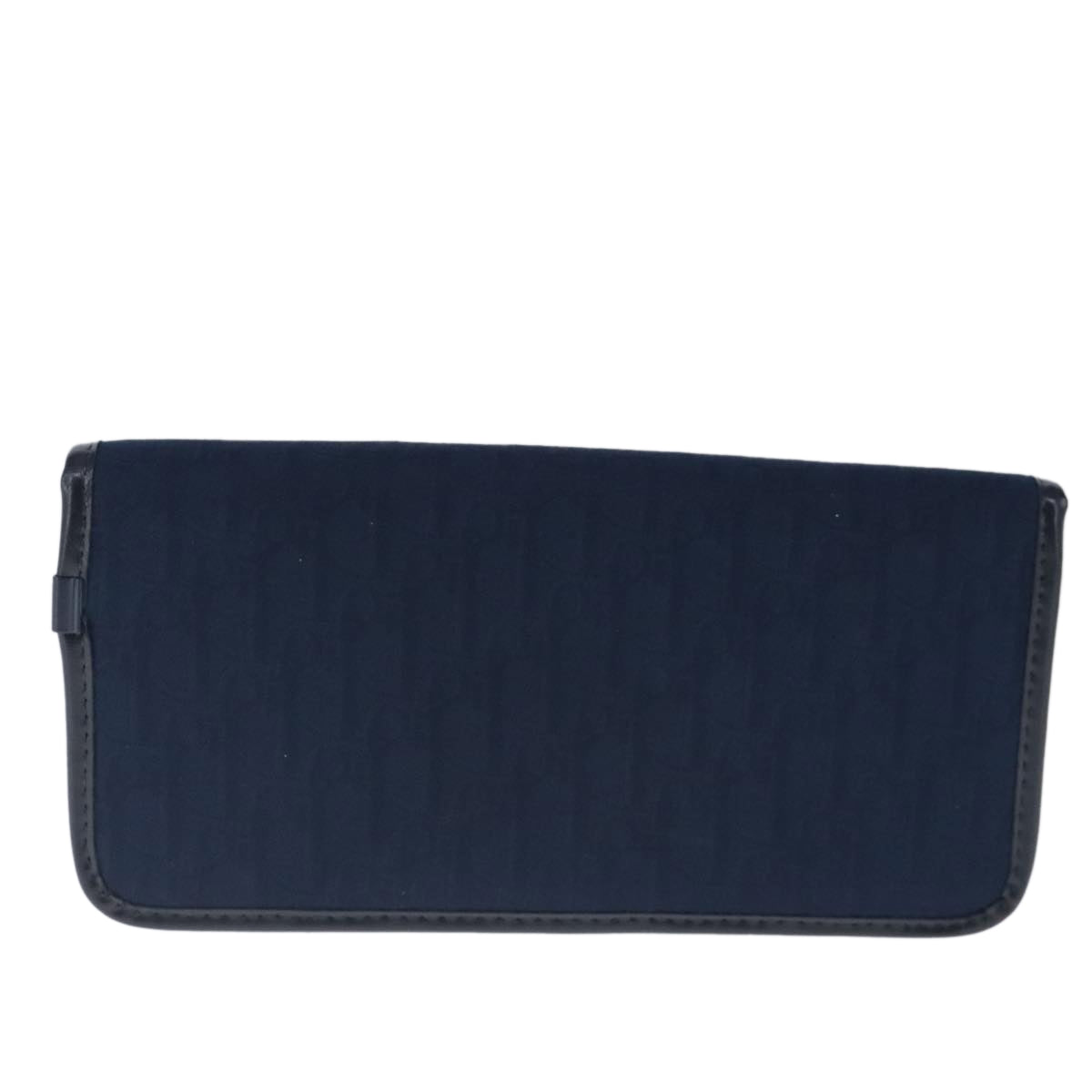 Christian Dior Trotter Canvas Pouch Navy Gold Auth 102885