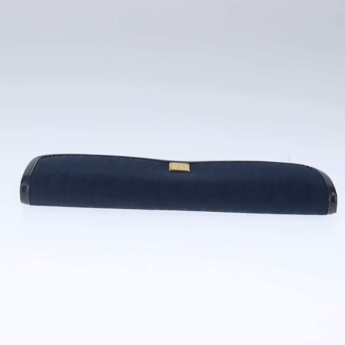 Christian Dior Trotter Canvas Pouch Navy Gold Auth 102885